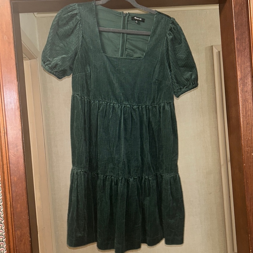 Madewell Green corduroy minidress